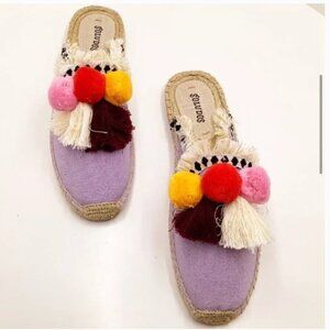 Soludos Coco Purple Pom Pom Mule Espadrilles